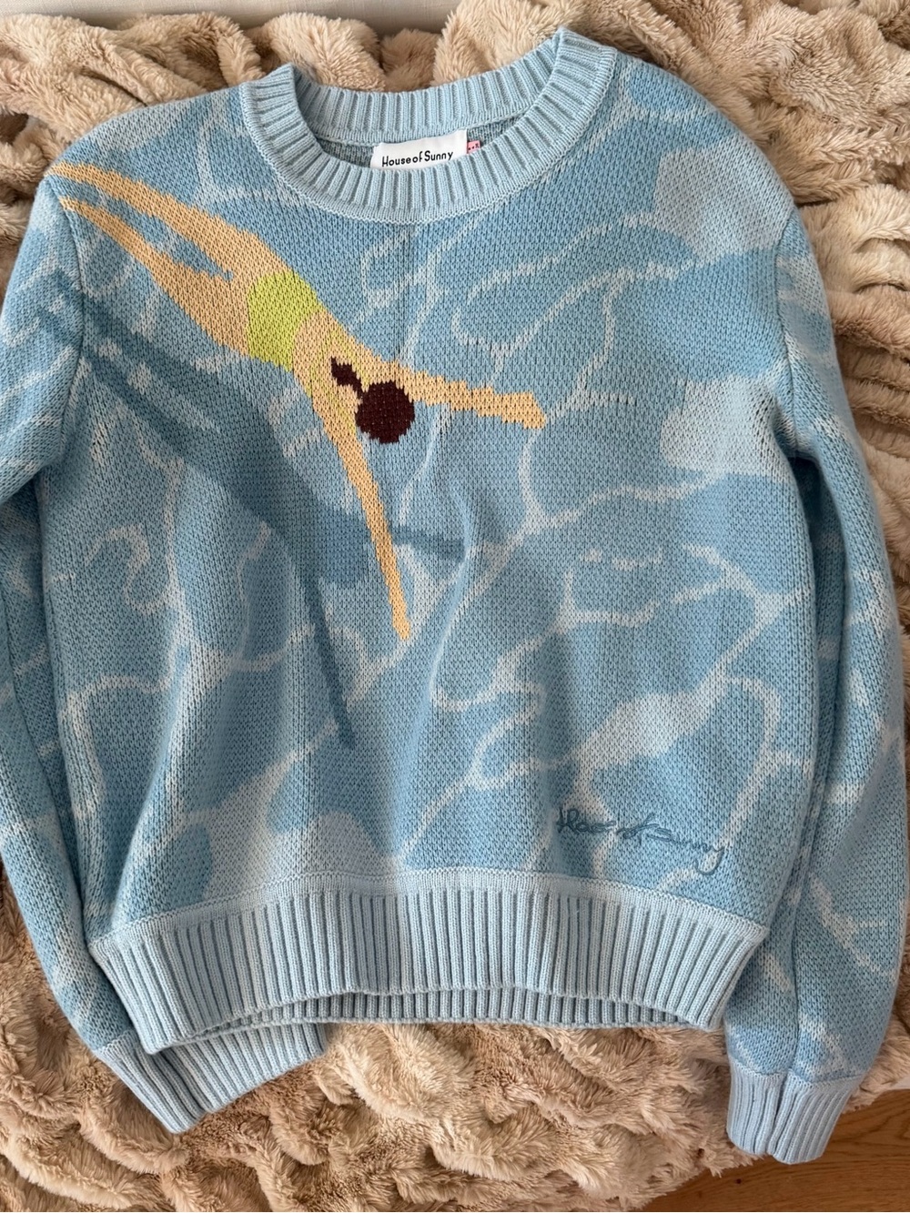 House of Sunny Light Blue Big Splash Sweater